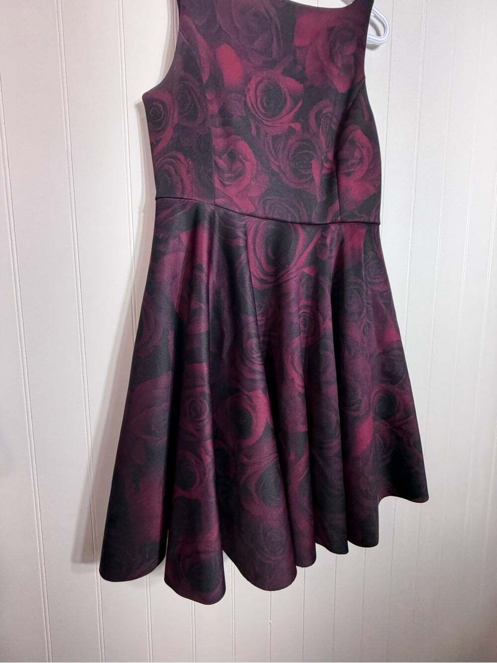 Elle by RW&CO Burgundy Rose Fit & Flare Dress – Size 10 - Picture 3 of 8
